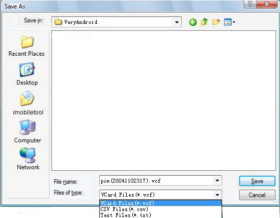 Contacts file format