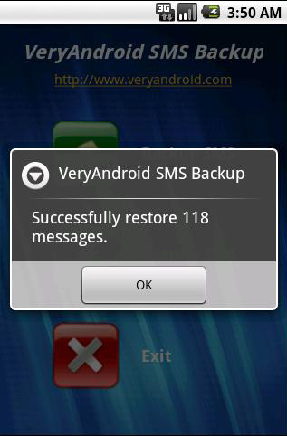 restore SMS from CSV file to Android