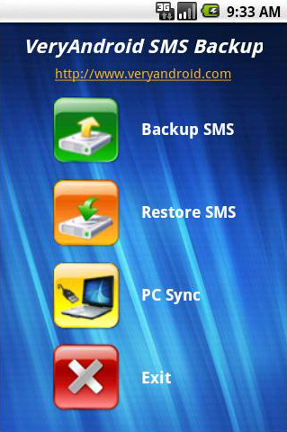 VeryAndroid SMS Backup screen shot