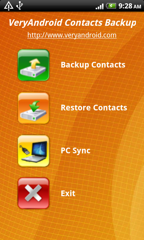 VeryAndroid Contacts Backup screenshot