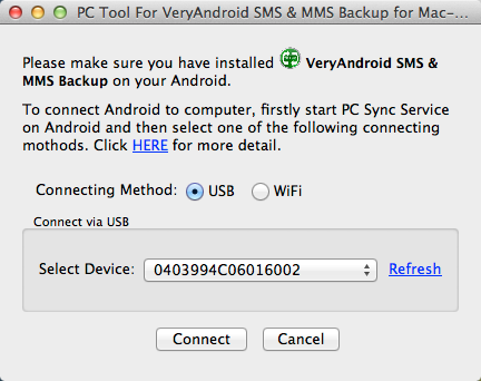 connect Android to Mac for SMS/MMS backup