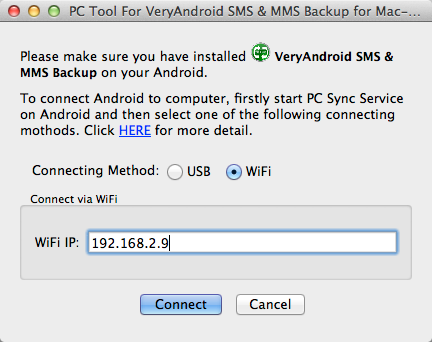 connect Android to Mac for SMS/MMS backup